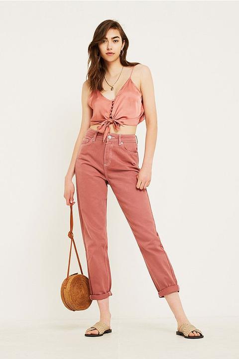 Bdg Mom Contrast Stitch Pink Jeans - Womens 26w 30l