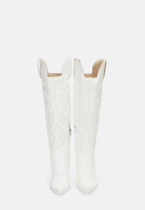 knee high white cowboy boots