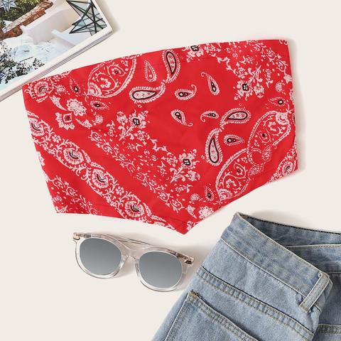 Paisley Print Bandana Cropped Tube Top