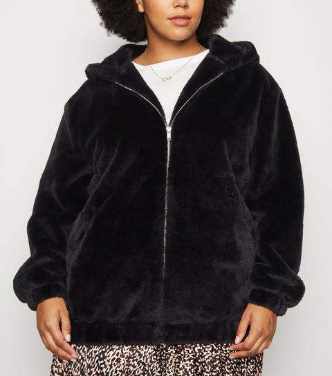 faux fur hooded bomber