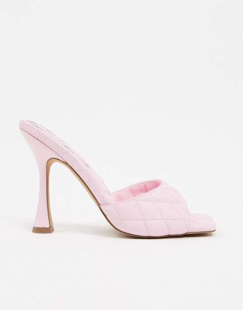 Asos Design Nancy Quilted Square Toe Mules In Pink