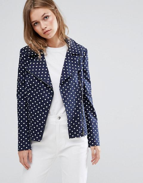 Chaqueta Biker Con Diseño De Lunares De Helene Berman