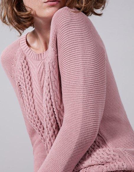 Jersey Tricot Trecce Rosa Carne