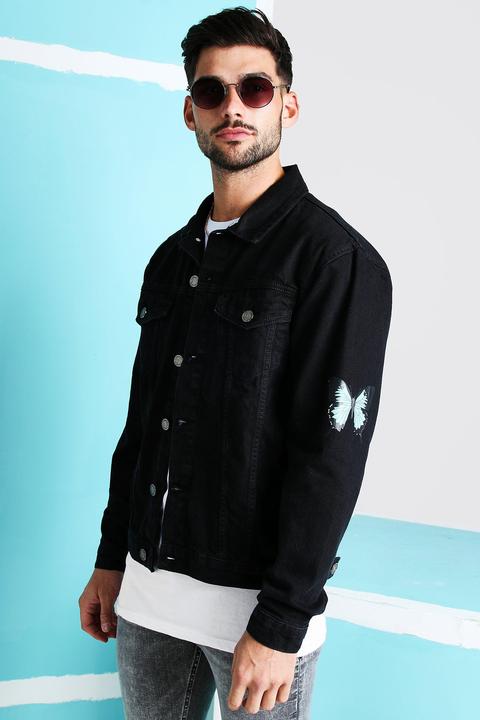 Boohooman black denim clearance jacket