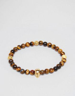 Mister - Annum Tigers Eye - Bracciale Con Perline Color Oro