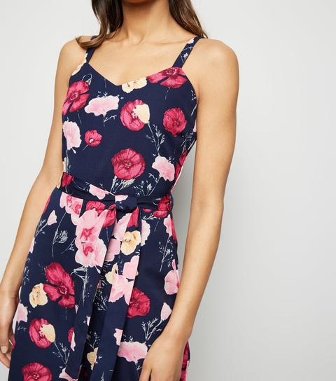 navy floral culotte jumpsuit