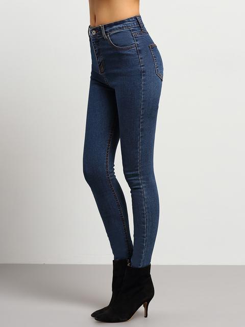 Pantalón Skinny Bolsillos Denim -azul