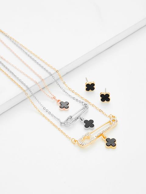 Flower Pendant Necklace & Earring Set