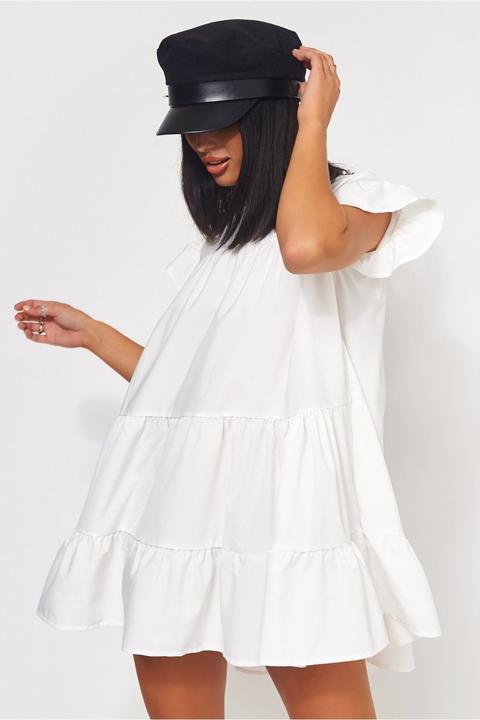 Luca Petite White Frill Smock Dress