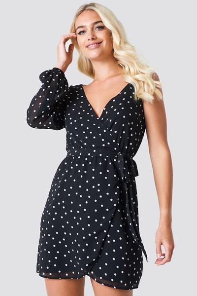 Linn Ahlborg X Na-kd One Sleeve Wrap Dress - Black