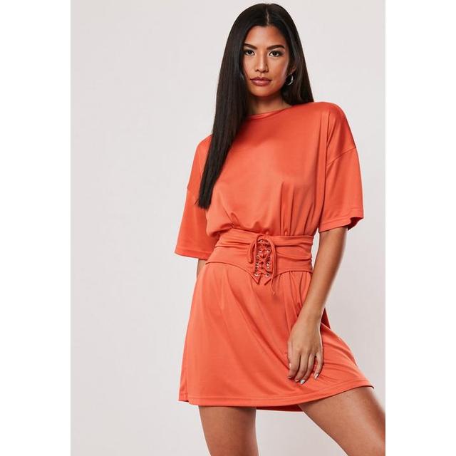 orange oversized t shirt dress