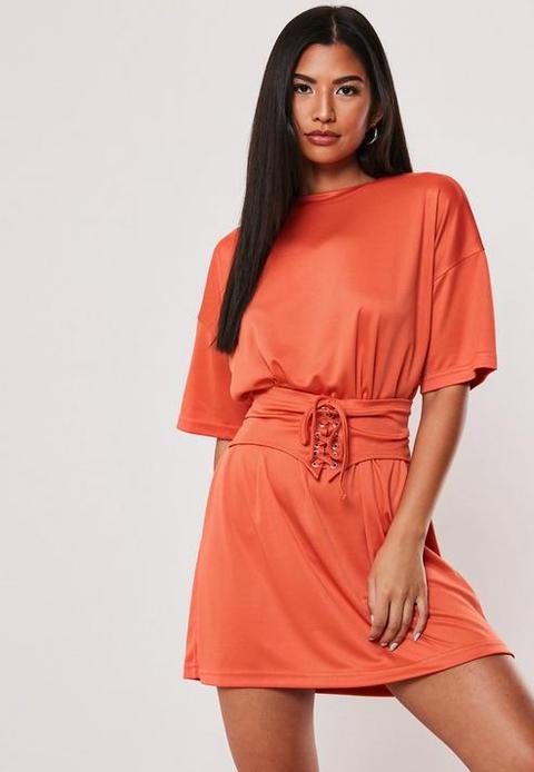 orange oversized shirt dress