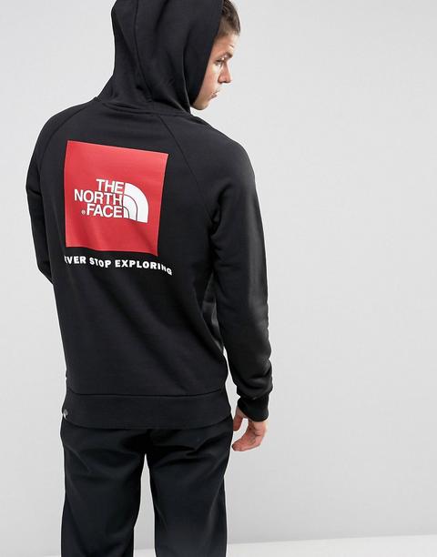 Sudadera Raglán En Negro Con Capucha Y Logo Rojo En La Espalda De The North Face