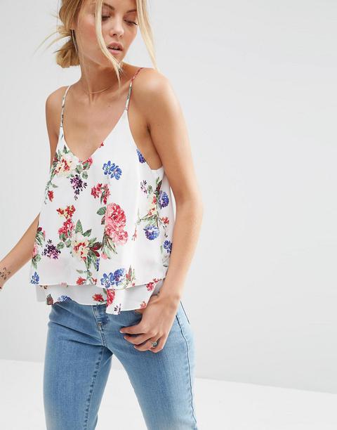 Camisola Escalonada Con Estampado Floral De Asos