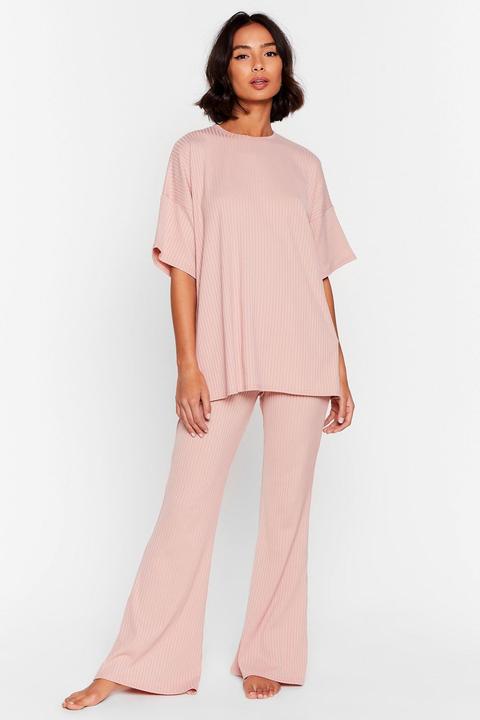 Womens Ribbed Flares Loungewear Set