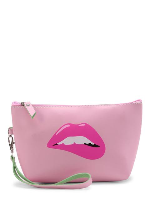 Lip Print Makeup Bag With Wristle