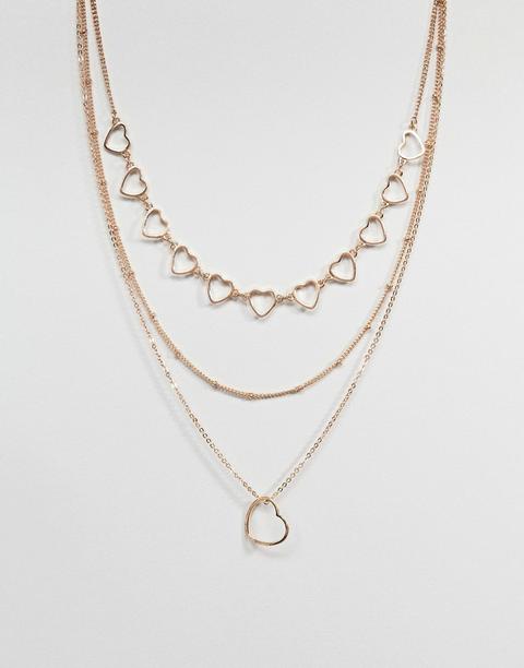 Asos - Collana Multifilo Con Cuore Con Cut-out - Oro