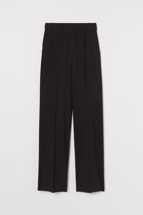 Wide Pull-on Trousers - Black