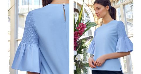 Smocked Fluted Sleeve Top