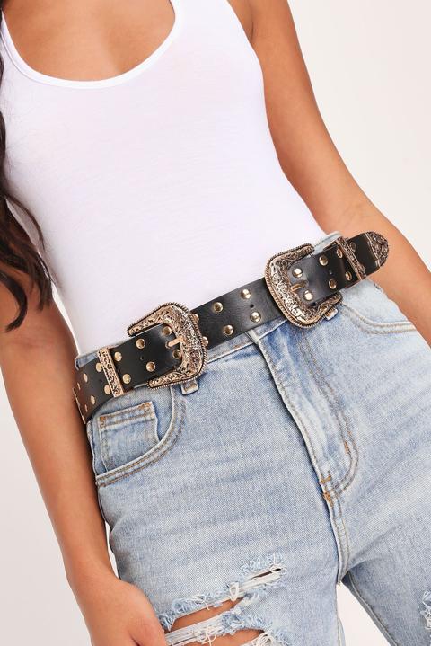 double buckle western belt