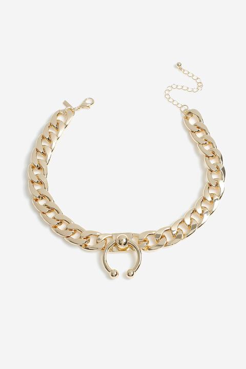 Womens **chunky Knocker Chain Choker - Gold, Gold