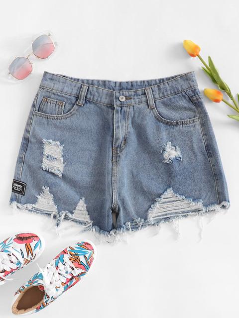 Shorts In Denim Rotti Sotto Grezzo