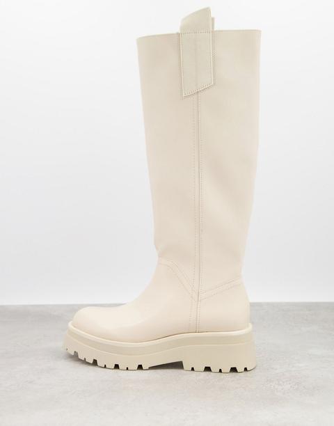 stradivarius chunky sole high leg boots