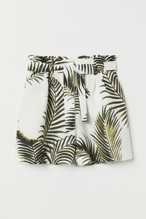 H & M - Shorts Con Vita A Sacchetto - Bianco