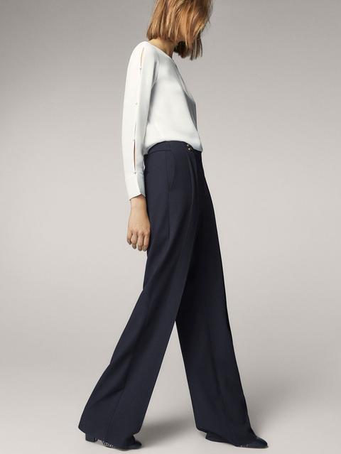 Pantaloni Blu Navy Dettaglio Bottoni