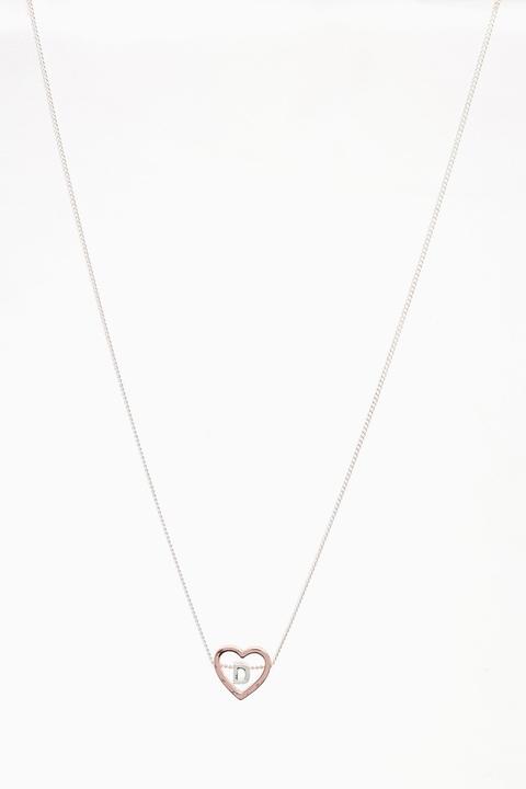 Womens Next Silver Tone And Rose Gold Tone Initial Heart Necklace