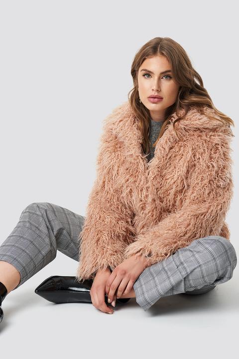 Na-kd Faux Fur Short Jacket - Pink