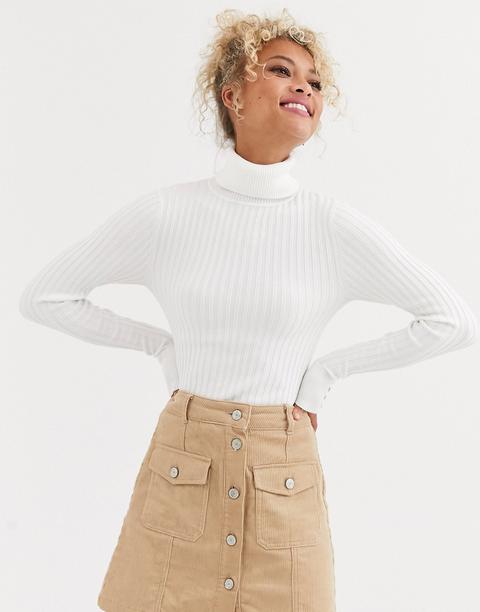 New Look Roll Neck Jumper In Cream-white