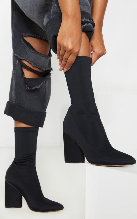 black heeled sock boot