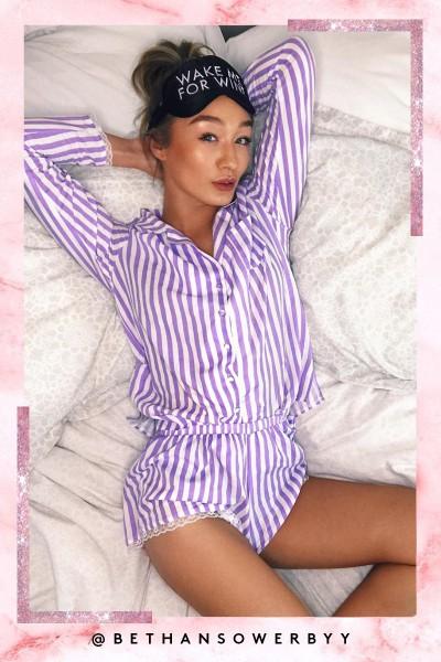 Danielle Purple Striped Shorts Pyjama Set