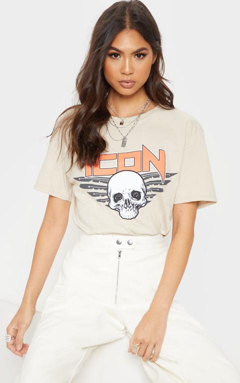 Sand Icon Slogan Oversized T Shirt, Sand