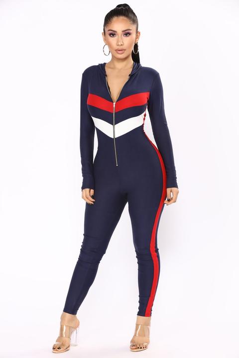 Team Effort Hooded Jumpsuit - Navy