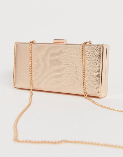 Bolso Clutch Cuadrado Con Lentejuelas En Dorado Rosa De Forever New