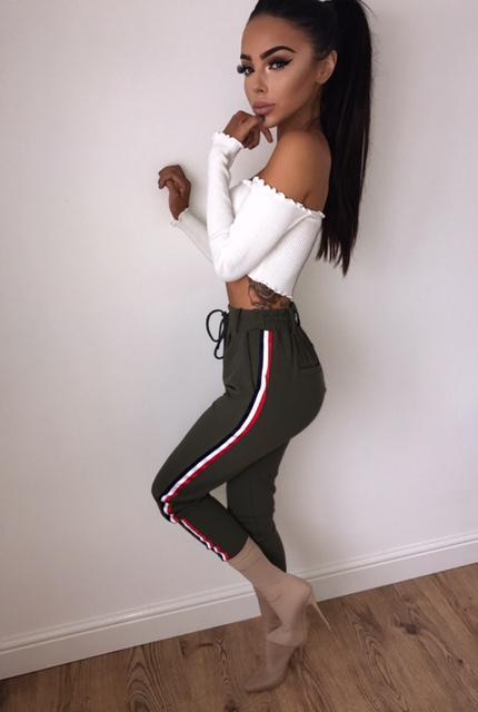 Berta Striped Trouser - Khaki (sale)