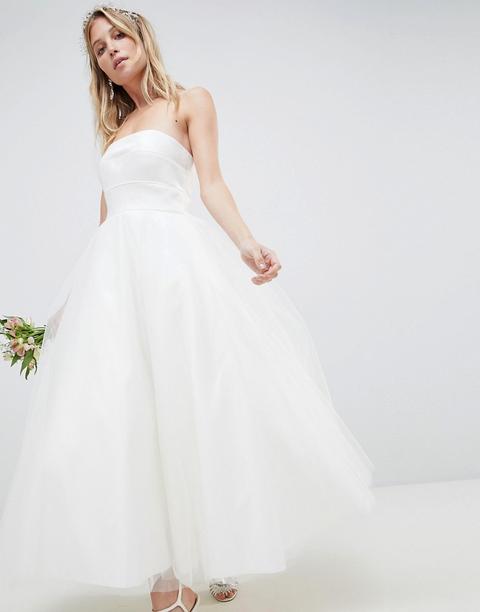 Asos Edition Wedding - Vestito Da Cerimonia Midi A Fascia - Bianco