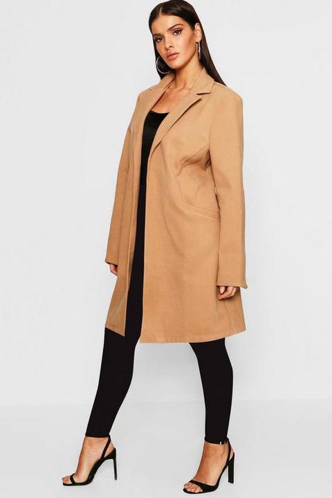 Manteau Look Laine Avec Col - Marron Camel - 40, Marron Camel
