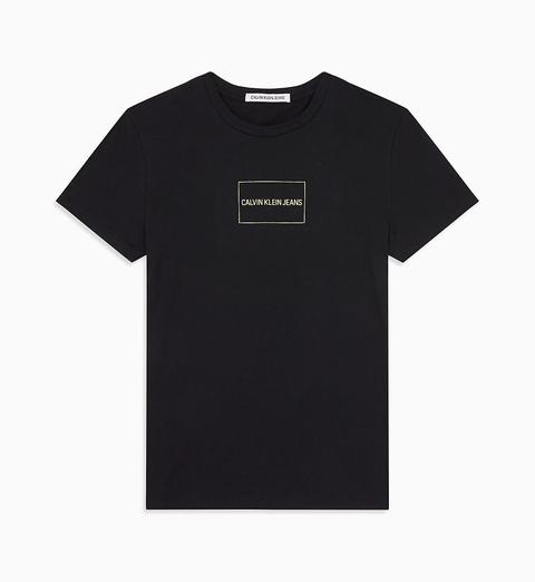 Camiseta Slim Con Logo Dorado