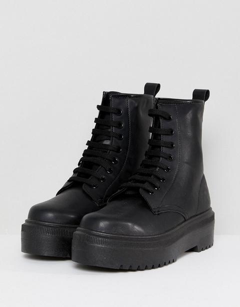 chunky black boots lace up