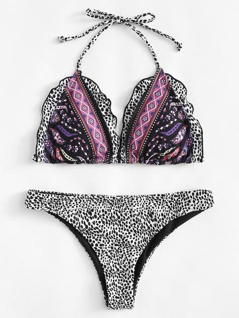 Bikini Dot Print Halter