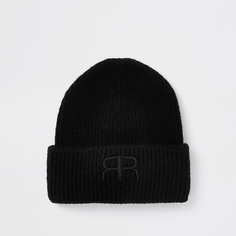 Black Rir Embroidered Beanie Hat