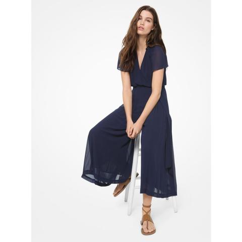 Mkmono Cruzado De Georgette - Azul Marino Auténtico(azul) - Michael Kors
