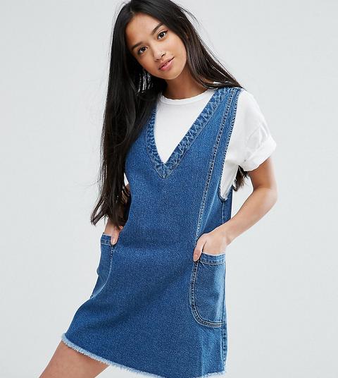 Minivestido Vaquero En Azul Vintage Desgastado Chuck On De Asos Petite