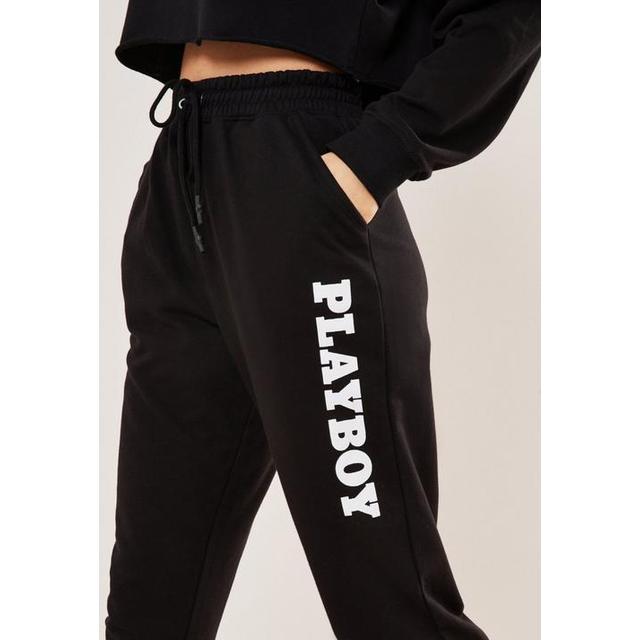 Missguided playboy black online joggers