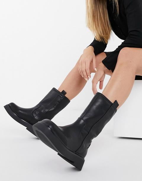 Asos Design Angelica Pull On Trucker Boot In Black