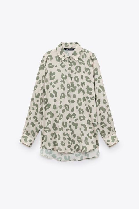 Camisa Satinada Estampado Animal