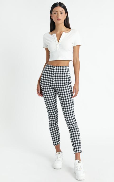 Business District Ankle Grazer Pants In Black Gingham